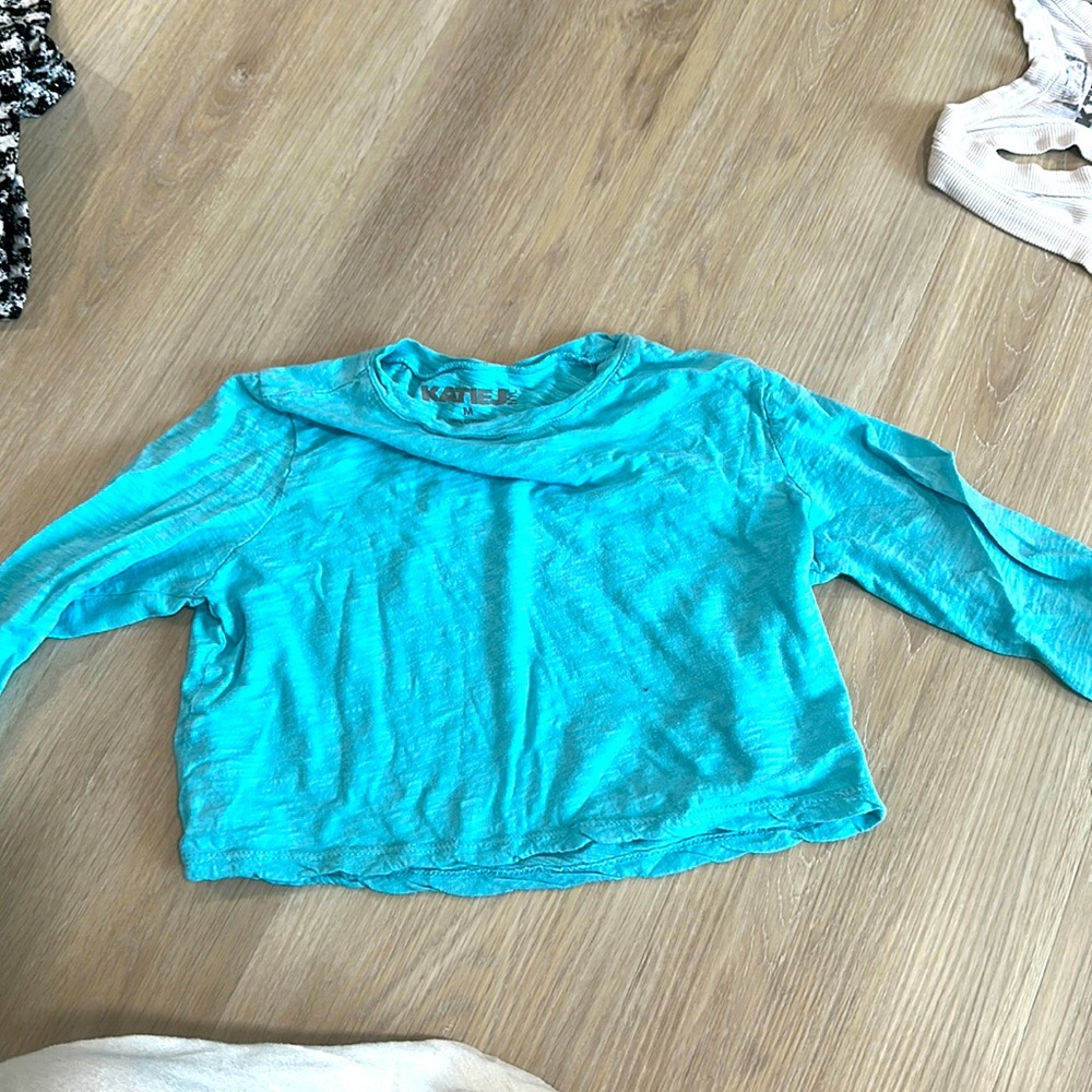 Katie J nyc turquoise long sleeved cotton shirt